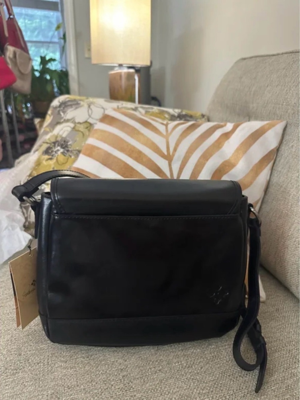Patricia Nash Jackson Black Leather Turn Lock Crossbody Vintage Satchel Bag NWT - Picture 4 of 15